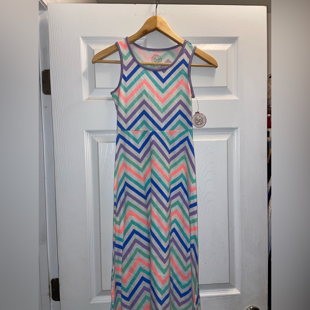 Authentic American Heritage Chevron Kids Dress - Pink, Blue, Green